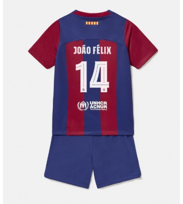 Barcelona Joao Felix #14 Hemmakläder Barn 2023-24 Kortärmad (+ Korta byxor)